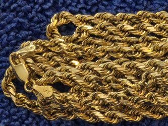 14k Gold Diamond Cut Rope Chain