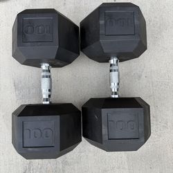 Pair of 100lb rubber dumbbells