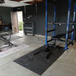 Squat Rack with Bench And Some Weights And A Weight Rack!