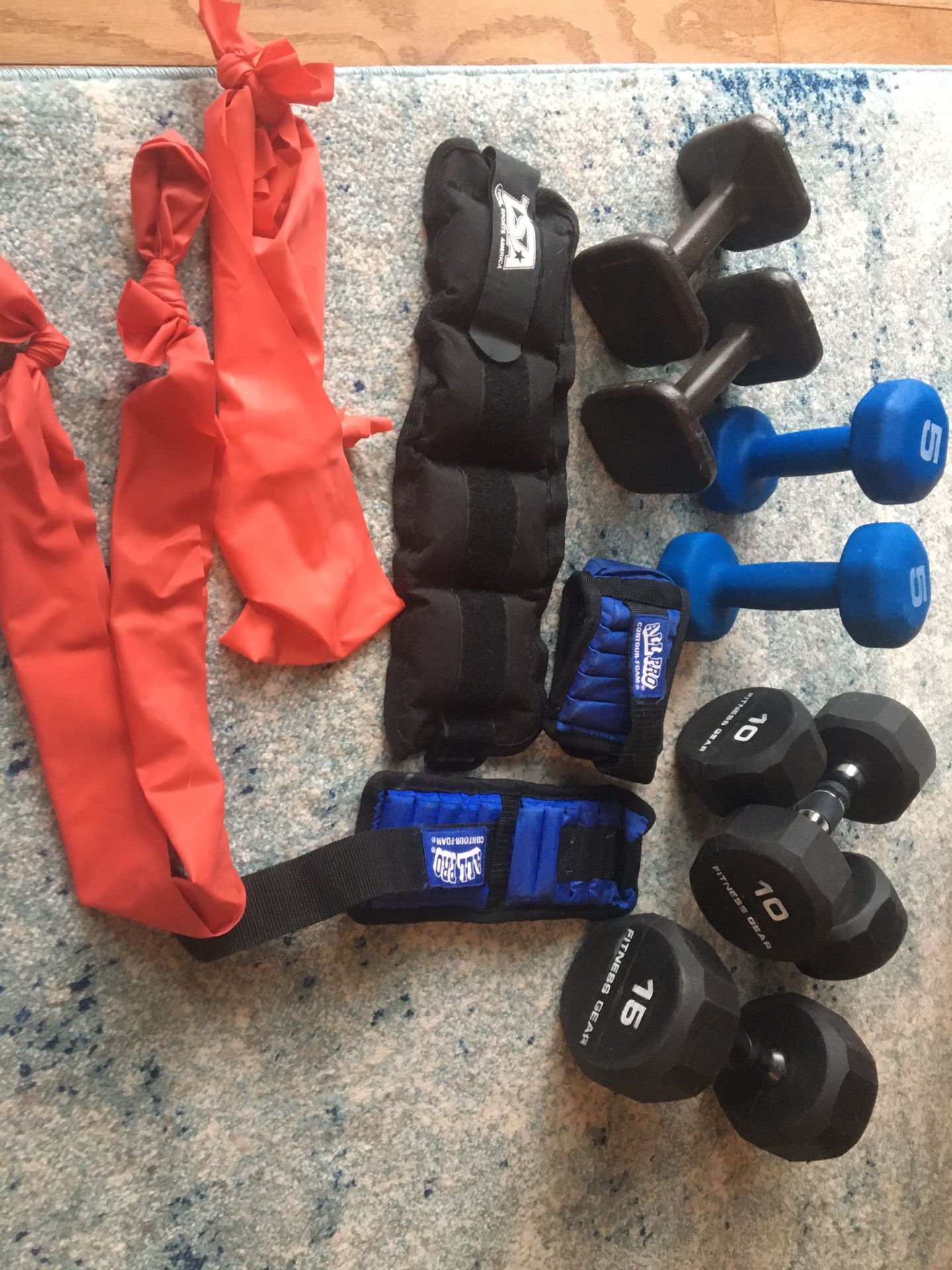 Hand weights, ankle weights and bands