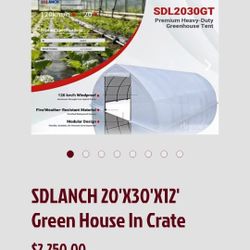 SDLanch 20' x 30' x 12'H Heavy-Duty Greenhouse