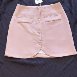 Rihoas Women’s Medium Pink Button Up Mini Skirt NWT