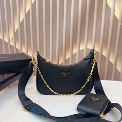 Prada Nylon Hobo Crossbody Bag 