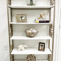 Champagne, with White Shelving Book Case