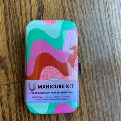 U style manicure kit, seven piece nail care set travel case multicolor new