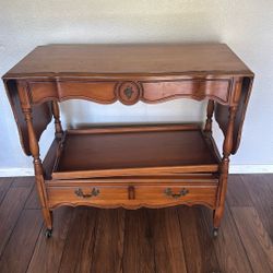 1960s French Provincial Drop Leaves Bar Cart Buffet 