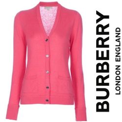 BURBERRY Women’s Cashmere Candy Pink Cardigan, Size M
