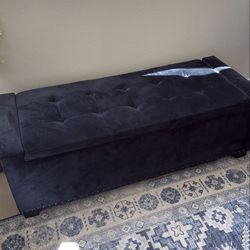 Blue Velvet Ottoman