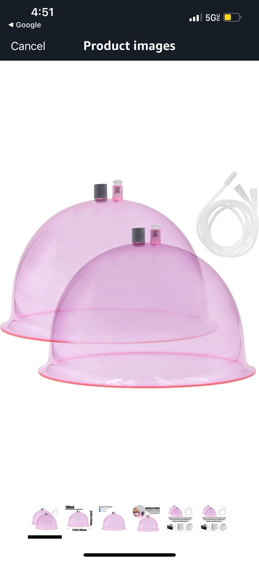 Buttocks Vacuum Cups 180mL Vacuum Therapy Cupping Machine Accessories Butt Suction Cups