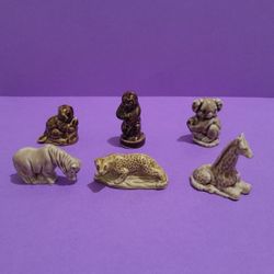 Wade Whimsies Rose Tea Figurine Giraffe Jaguar Horse Koala Monkey England Set 6.