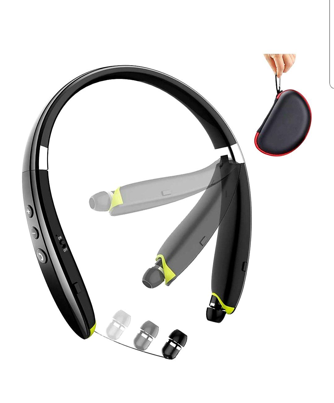 NEW! Foldable Wireless Neckband Headset with Retractable Earbuds