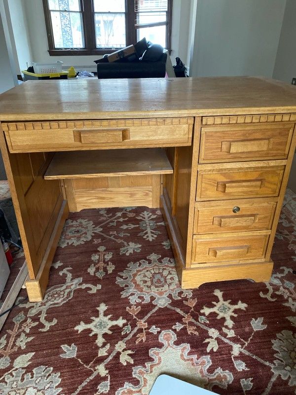Oak Desk with Filing Plus 2 Drawer