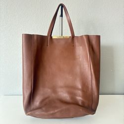 Celine Large Clasp Cabas Brown Tote Bag