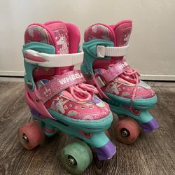 Little Girl Unicorn Rollerskates. 