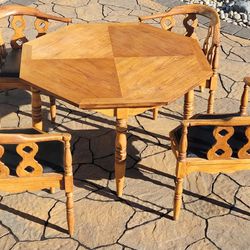 Table: All Wood 4 Chairs 