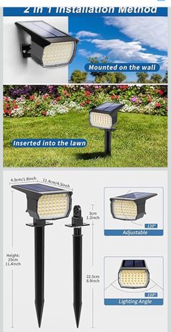 WENATY Solar Spot Lights Outdoor Waterproof IP65, 12 Pack Landscape Spotlights with 46 LEDs, 3 Modes Auto On/Off Solar Powered Flood Lights for Outsid