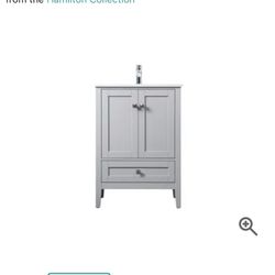 Hamilton 24" Free Standing Single Basin Vanity Set with Cabinet and Marble Vanity Top
