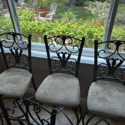 3 Metal Bar Stools 