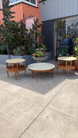 Vintage marble Top, solid wood base coffee table in case