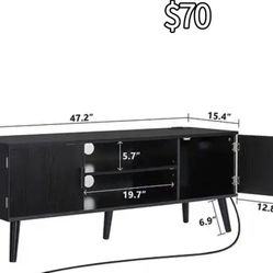 😀 TV Stand for 55 inch TV, LED TV Stand with LED Lights & Power Outlet, TV Console with 2 Cabinets