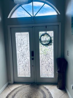 Impact double doors with electronic lock