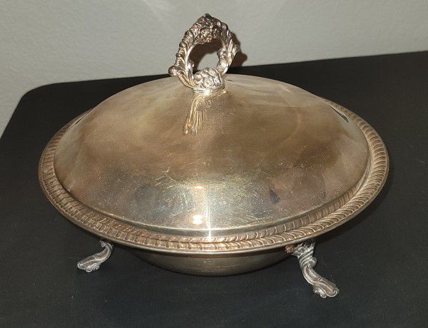 F.B. Roger's Silver Co. 12" Serving Dish Bowl With Lid, Antique