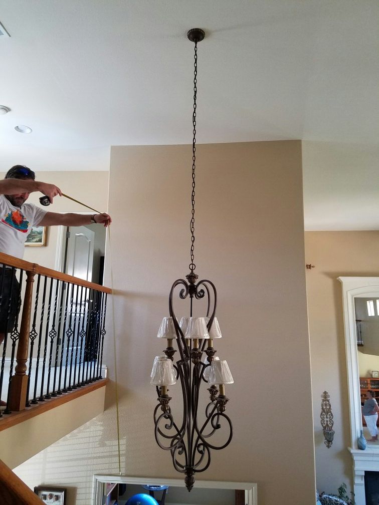 8 light entrance hallway chandelier. Minka Lavery - Belcaro collection