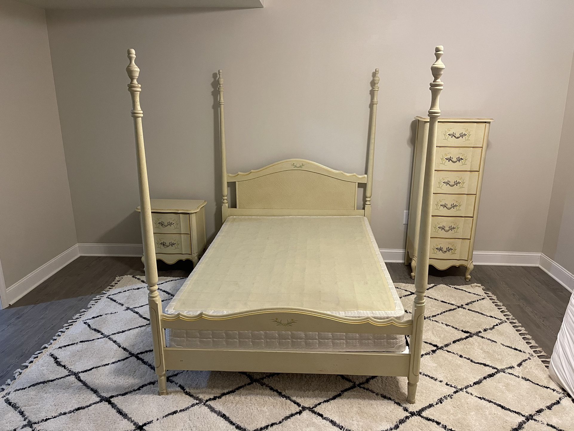 6Piece  1970’s French Provisional Vintage Style Bedroom Set