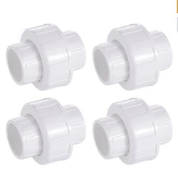 3/4" PVC Union Pipe Fitting, 3/4" PVC Slip Union Coupling.   4 Pack