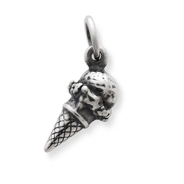 James Avery Retired 3D Ice Cream Cone silver Charm