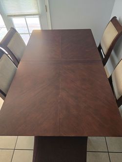 Dark Wood Dining Table with 5 Chairs