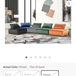 AIRBNB 6 months sale! Modern Rainbow Velvet Modular Sectional Sofa Couch Green and Orange (ORIGINALLY $2900!!!)