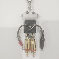 Prada Saffiano Leather Robot Edward Trick Keychain