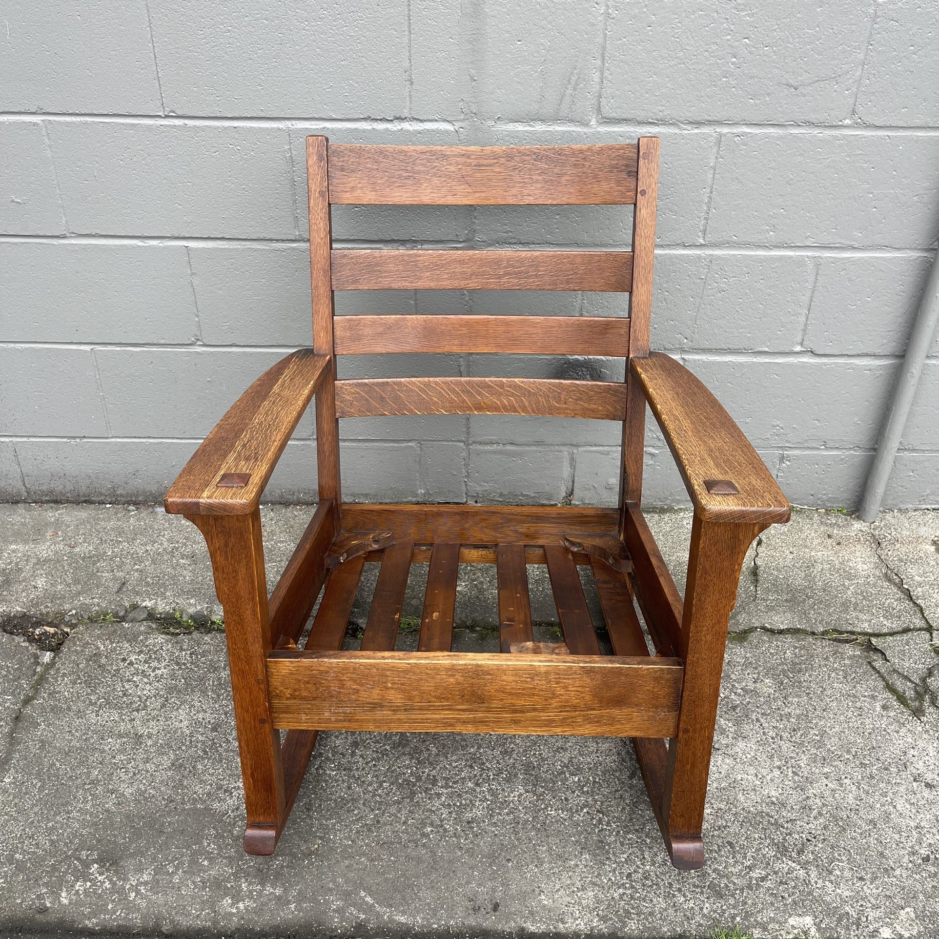 Signed Charles Limbert Arts & Crafts Oak Rocking Chair