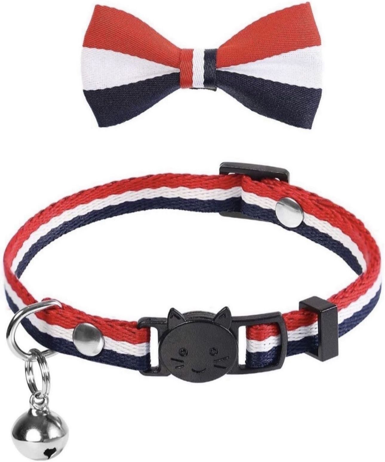 Cat Collar Breakaway with Bell and Cute Bow Tie for Kitty and Puppies, Adjustable from 8-12 Inch