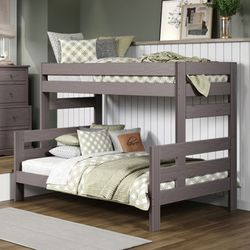 Brand New Rustic Grey Twin Over Full Bunk Bed 