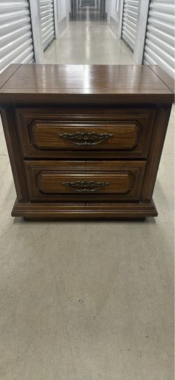 SOLID WOOD NIGHT STAND WITH TWO DRAWERS