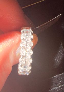 Silver moissanite Eternity Band Ring