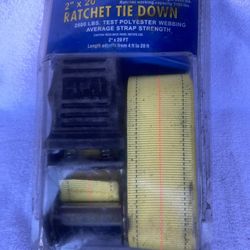 2”x20’ Ratchet Tie Down  Tests at 2500 lbs Polyester webbing  New in Package