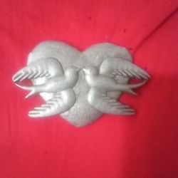 Silver Belt Buckle Two Birds In A Heart