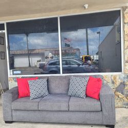 Sofa Living Room Couch Comfortable 4 People Sofa Elegant Gray Sofa With Throw Top Cushions 