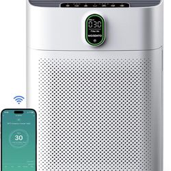 MORENTO Smart Air Purifier for home Large Rooms up to 1076 ft², Wi-Fi and Alexa compatible, PM2.5 Air Quality Display, Auto Mode, Quiet Mode 24dB, HEP