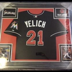 Miami Marlins Christian Yelich Autographed Jersey Frame (MLB Authentication)