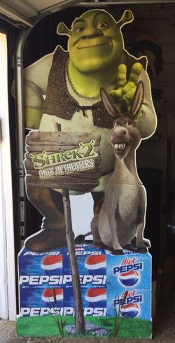 Pepsi SHREK and DONKEY Cardboard stand-up. Great condition. 7 feet tall