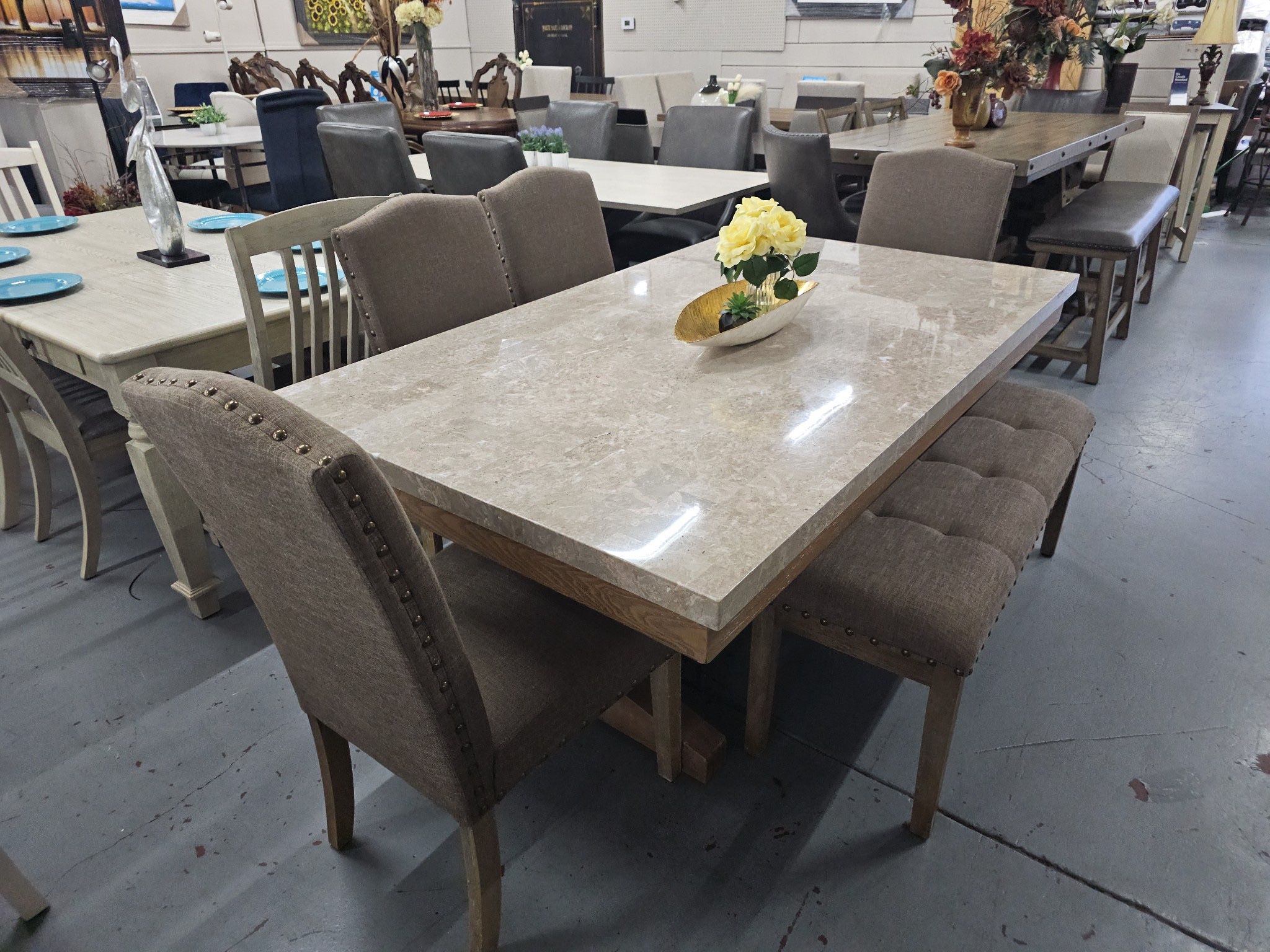 Dining Marble Table , Bench ,chairs