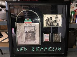 Photo Led Zeppelin IV vinyl, four authentic signed autographs, 1977 north american tour backstage pass