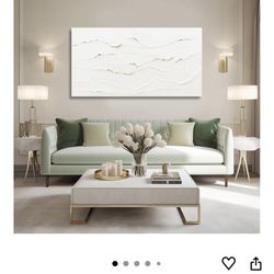 WINKAILIN Wavy Line Hand Painted Wall Art Minimalist Decoration 24"x48" Abstract Artwork Painting