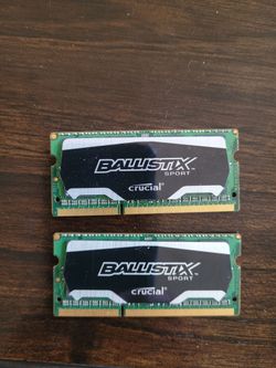 2x Used Crucial Ballistix Sport 8GB DDR3 1866 SODIMM (BLS8G3N18AES4)