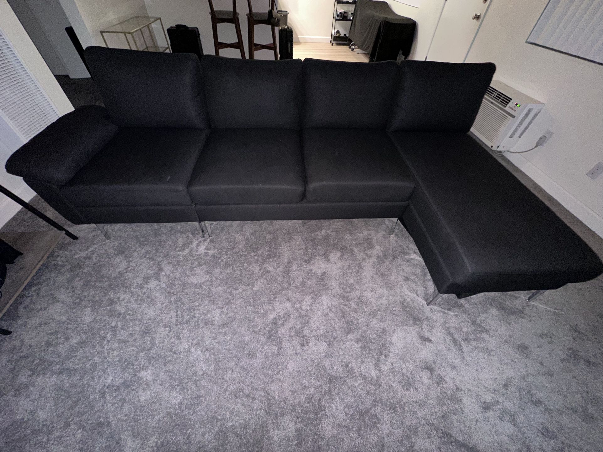 Black Fabric Small Couch
