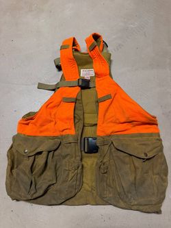 Filson Pro Guide Strap Vest Tin Cloth Blaze Orange Regular USA Discontinued